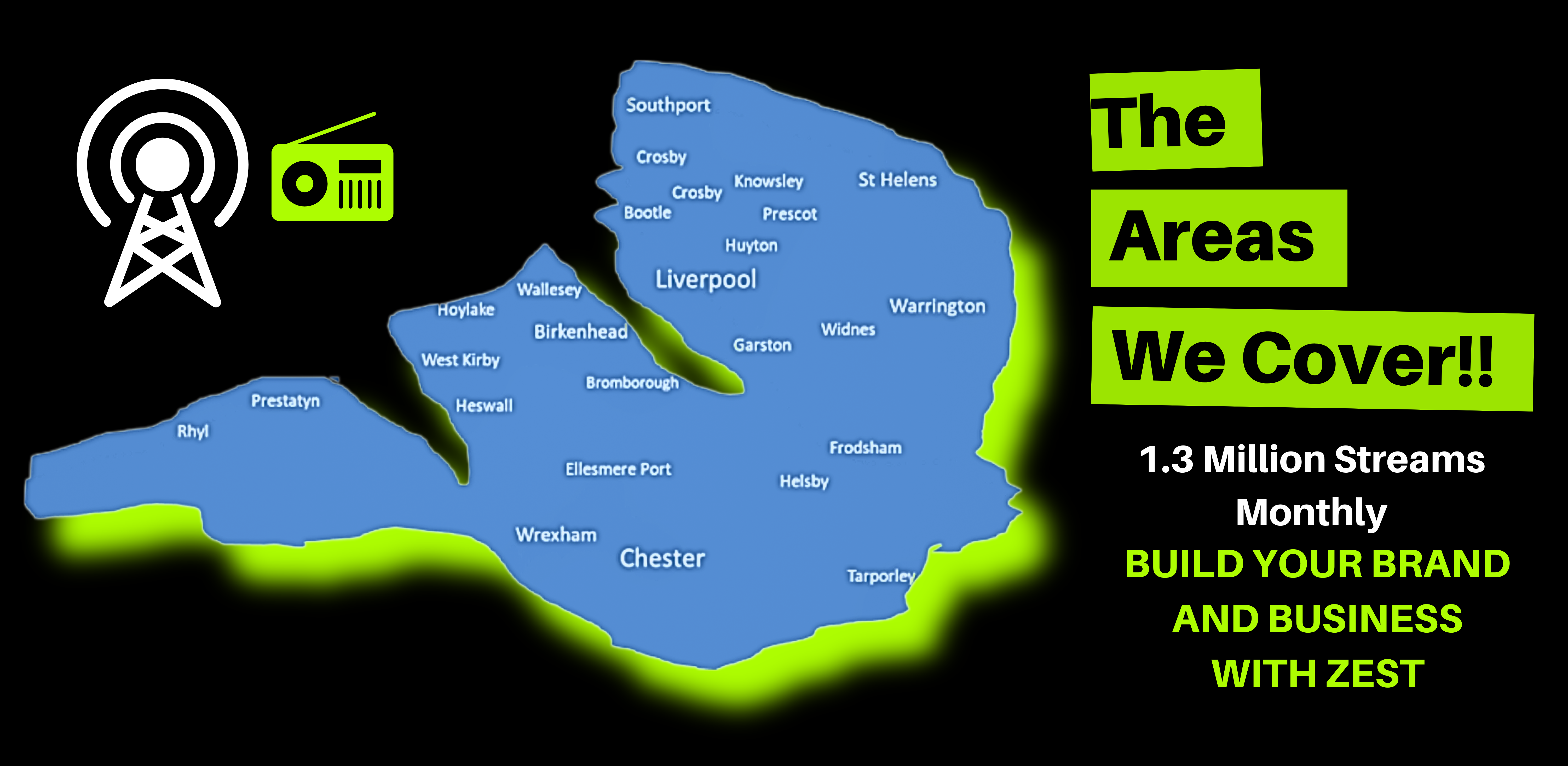 The areas Zest radio Liverpool covers